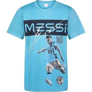 Messi Boys' Lifestyle Short Sleeve Top,Messi Collection Youth 6 Blue New